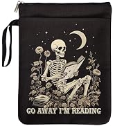 Go Away I'm Reading Book Sleeve for Book Lovers Bookish, Skeleton Gothic Book Cover Gifts for Fri...