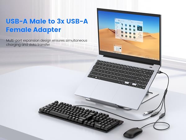 usb splitter 1 male to 3 female