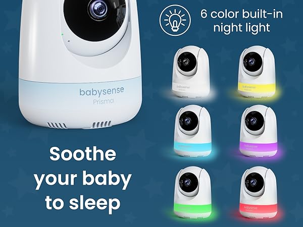 Babysense Prisma Video Baby Monitor with camera and audio, 6 color Night Light