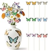 TICIAGA Butterflies Double-Sided Decorative Picks - 12PCS Spring Artificial Butterfly Wooden Pick...