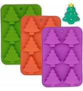 Accfore 3 Pack Christmas Tree Silicone Molds,6 Cavity Candy Baking Trays for Holiday Cakes,Candie...