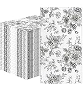 SietDESEO 50 Pieces 3-ply Black Floral Napkins Disposable 13 x 15.7 Inches Guest Bathroom Napkins...