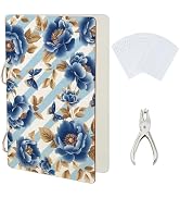 SUPERDANT Blue Flowers Greeting Card Organizer Vintage Flowers Postcard Binder Wooden Cards Keepe...