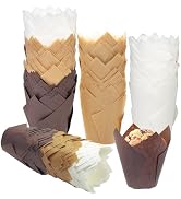 qiqee Tulip Cupcake Liners 200 Pcs Muffins Parchment Paper Tulip Muffin Liners for baking 3 Diffe...