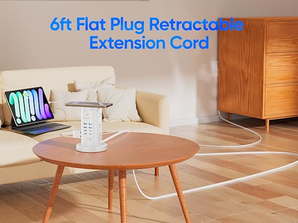 6FT retractable extension cord