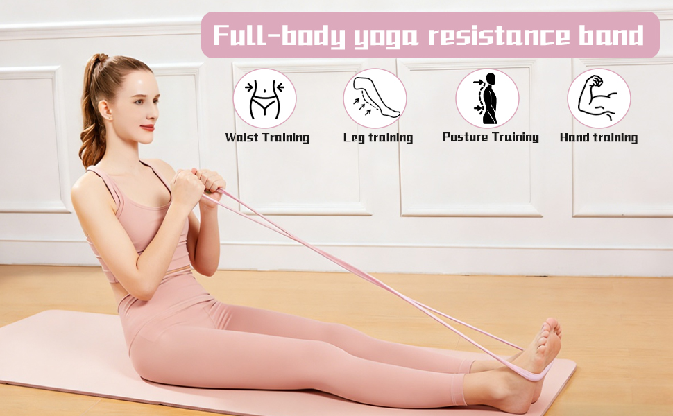 RYAOLELY Figure 8 Resistance Band, Exercise Band for Physical Therapy, Yoga Pilates Home Workout