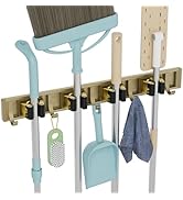 reliahom Broom Holder Wall Mount Mop and Broom Hanger Wall Mounted Garage Storage Rack Kitchen Ga...
