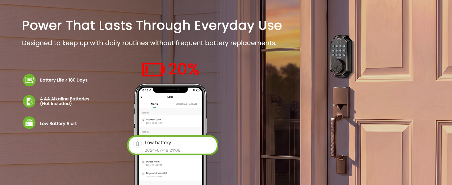 Long-lasting battery for deadbolt