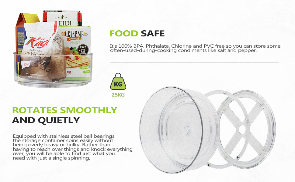 Lazy Susan - 1 Pack Round Plastic Clear Rotating Turntable Organization