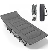 ATORPOK Camping Cot for Adults with Cushion and Pillow, Portable Folding Bed for Sleeping, Lightw...