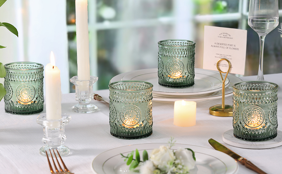 green candle jars tealight votive candle holders wedding party home tabel centerpiece gifts