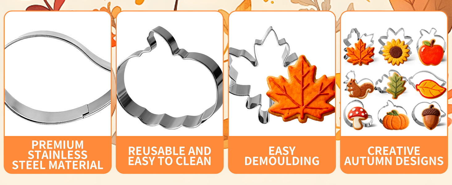 9 Pieces Fall Cookie Cutters Set