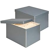 Lineco, Blue/Gray Record Storage Box 12"x15"x10". Archival Acid Free with Metal Edge. Protection ...