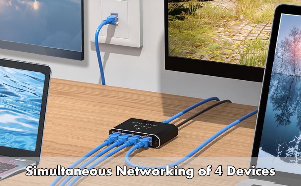 RJ45 Port Router Switch LAN Splitter Stable Network Supporting Simultaneous Networking of 4 Devices