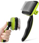 Pecute Self-Cleaning Slicker Brush for Dogs, Cats, Lightweight Dog Brush for Shedding Massaging G...