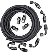 GXARTS 8AN PTFE Fuel Line Kit, AN8 E85 Nylon Braided Oil Gas CPE Fuel line with 10 Hose Fitting K...