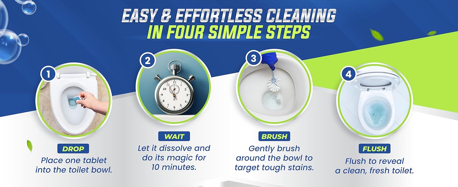 Toilet bowl, cleaner tablets, cleaning tablet, shiny toilet, whitens toilet