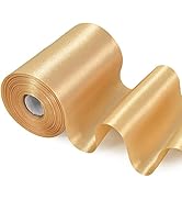TONIFUL 4 Inch x 22 Yards Wide Gold Satin Ribbon Solid Fabric Large Ribbon for Cutting Ceremony K...