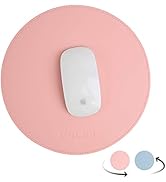 YXLILI Mouse Pad, Double-Sided Mouse Pads Small Round PU Leather Mouse Mat with Stitched Edge Wat...