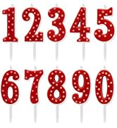 Papyrus Number Birthday Candles Pack, Red Polka Dots (10-Count)