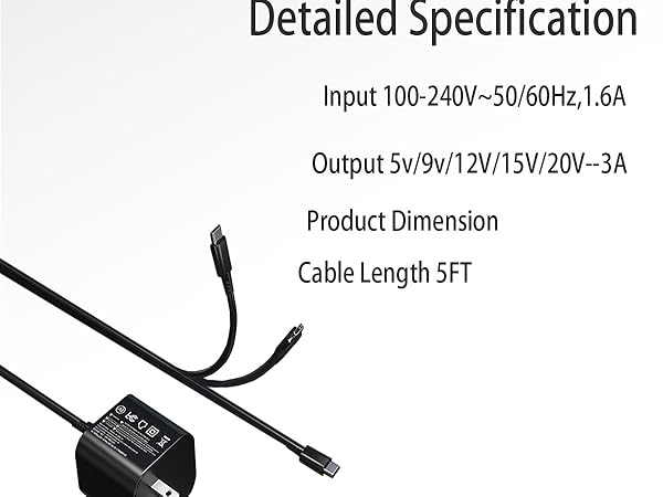 60w Charger for Nintendo Switch 2 Charger 20V 3A Power AC Adapter Fast Charging with 5FT USB C Cord