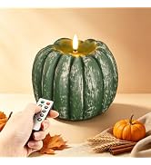 Homemory Flameless Wax Pumpkin Candle Flickering with Remote for Fall Decor | Flameless Fall Cand...