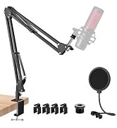 Rigych QuadCast Boom Arm Mic Stand, Adjustable Mic Arm Suspension Boom Scissor Microphone Stand f...