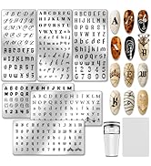 PH PandaHall 6pcs Letter Nail Stamping Plates Alphabets Patterns Nail Art Design Number Nails Art...