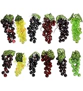 ZEAYEA 12 Bunches Artificial Grapes, Simulation Lifelike Grape Clusters, Decorative Rubber Fake G...