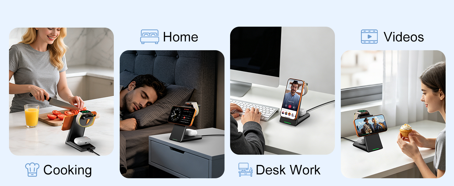 From home to work, from cooking to streaming — one charger, all day long.