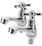 UKCOCO Faucet Hot Water Basin Cold Water Tap, Bathroom Sink Face Bathroom Taps Separate Hot and C...