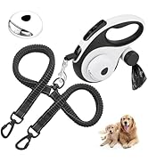 Dual Retractable Dog Leash for 2 Large Dogs - Double Headed 16 ft Extendable Pet Leash with Poop ...