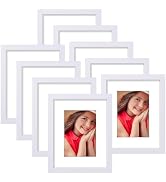 Vittanly 8x10 Picture Frames for Wall Set of 9, Display 5x7 Pictures with Mat or 8x10 without Mat...