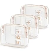 MODENGKONGJIAN TSA Approved Toiletry Bag, 3 Pcs Clear Toiletries Bags Quart Size Travel Makeup Co...