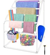 Heavy Duty Outdoor Towel Rack, Hutigertech 7 Tier Freestanding Poolside Pipe Towel Rack with Inst...