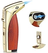 Kantion Cigar Lighter Double Jet Flame, Refillable Butane Torch Lighter Windproof Lighter with Ci...