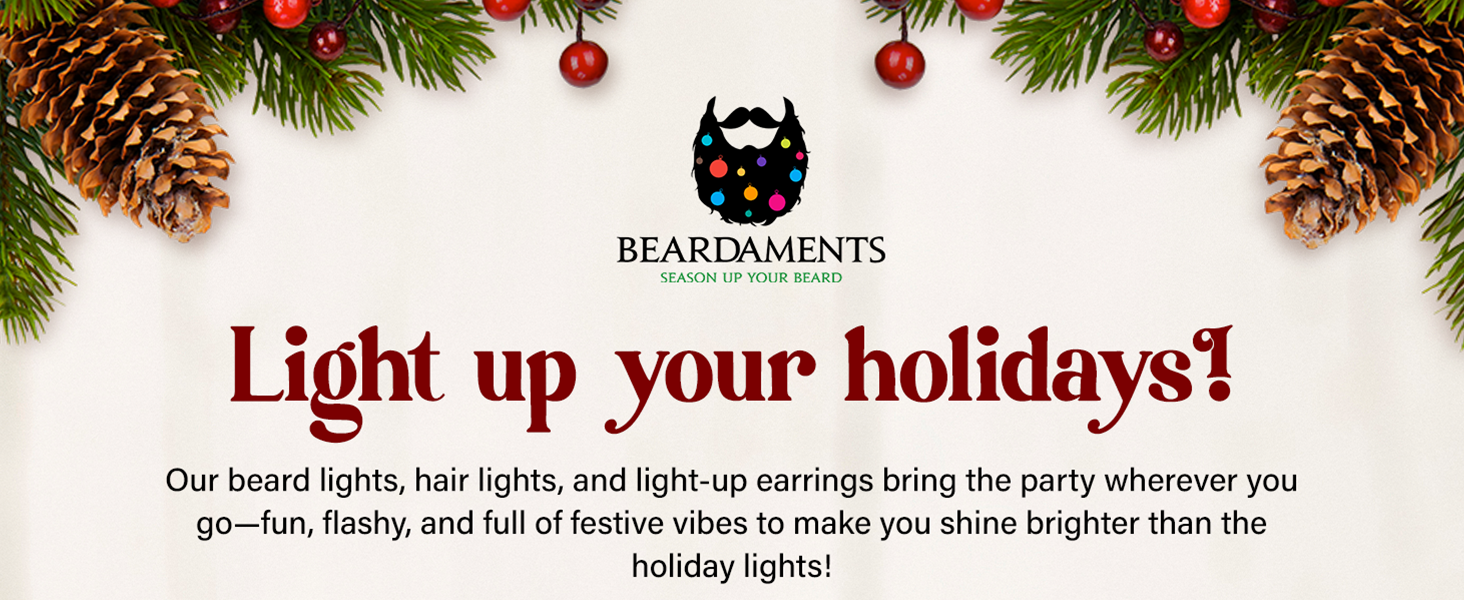 holiday Christmas beards earrings hair ornament lights decoration parties