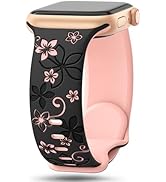 Floral Engraved Bands Compatible with Apple Watch Band 41mm 40mm 44mm 45mm 42mm 38mm 46mm 49mm fo...
