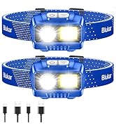 Blukar LED Headlamp,2000L Super Bright Rechargeable Headlight Flashlight with White&Red Light 2 P...