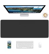 Velluxion Black Mouse Pad, 31.5 x 11.8 Large Desk Mat with Stitched Edges & Non-Slip Base, Mousep...