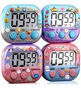 G.CATACC 4 Pack Digital Timer for Kids, Kitchen Timers for Cooking, Magnetic Countdown Timer for ...