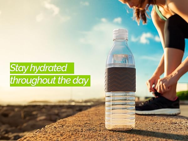 stay hydrated throughout the day witth a reusable water bottle