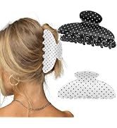 2 Pack Polka Dot Claw Clips for Women Non-Slip Medium Hair Clips Plastic Claw Clips for Thick Hai...