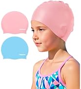 Vorshape Swim Cap Kids (2 Pack), Durable Waterproof Swimming Cap for Girls Boys Teens Toddler Age...