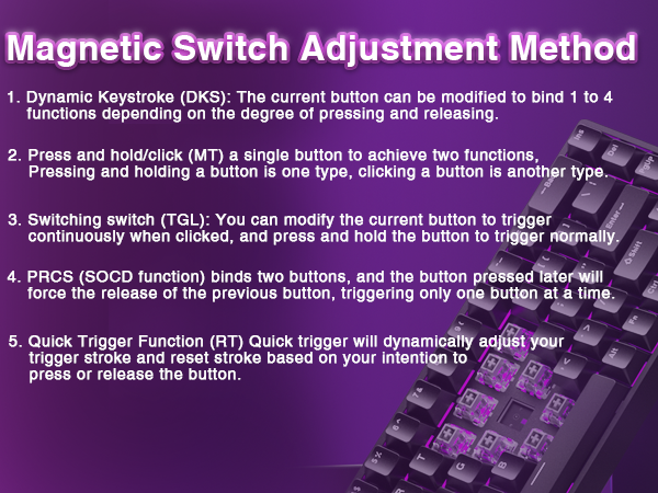 pc gaming keyboard with magnetic switch