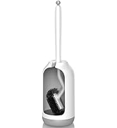 HAMITOR Toilet Bowl Brush Holder Set: Bathroom Deep Cleaning Toilet Cleaner Scrubber Under Rim wi...