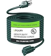 Outdoor Extension Cord Waterproof 100 FT, Green 14/3 SJTW Heavy Duty, Flexible 100% Copper 3 Pron...