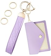 OHKYOOT Leather Wristlet Keychain,Wallet Keychain Car Key Chain with 3 Key Ring,Anti-Lost D Ring ...