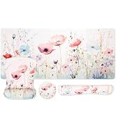 MOSISO Desk Mat Keyboard Mouse Pad Set, Large Gaming Mouse Pad&Keyboard Wrist Rest&Mousepad with ...
