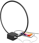 Brightech Circle LED Nightstand Lamp with USB Port – Compact Bed Stand Lamp for Bedroom, Living R...